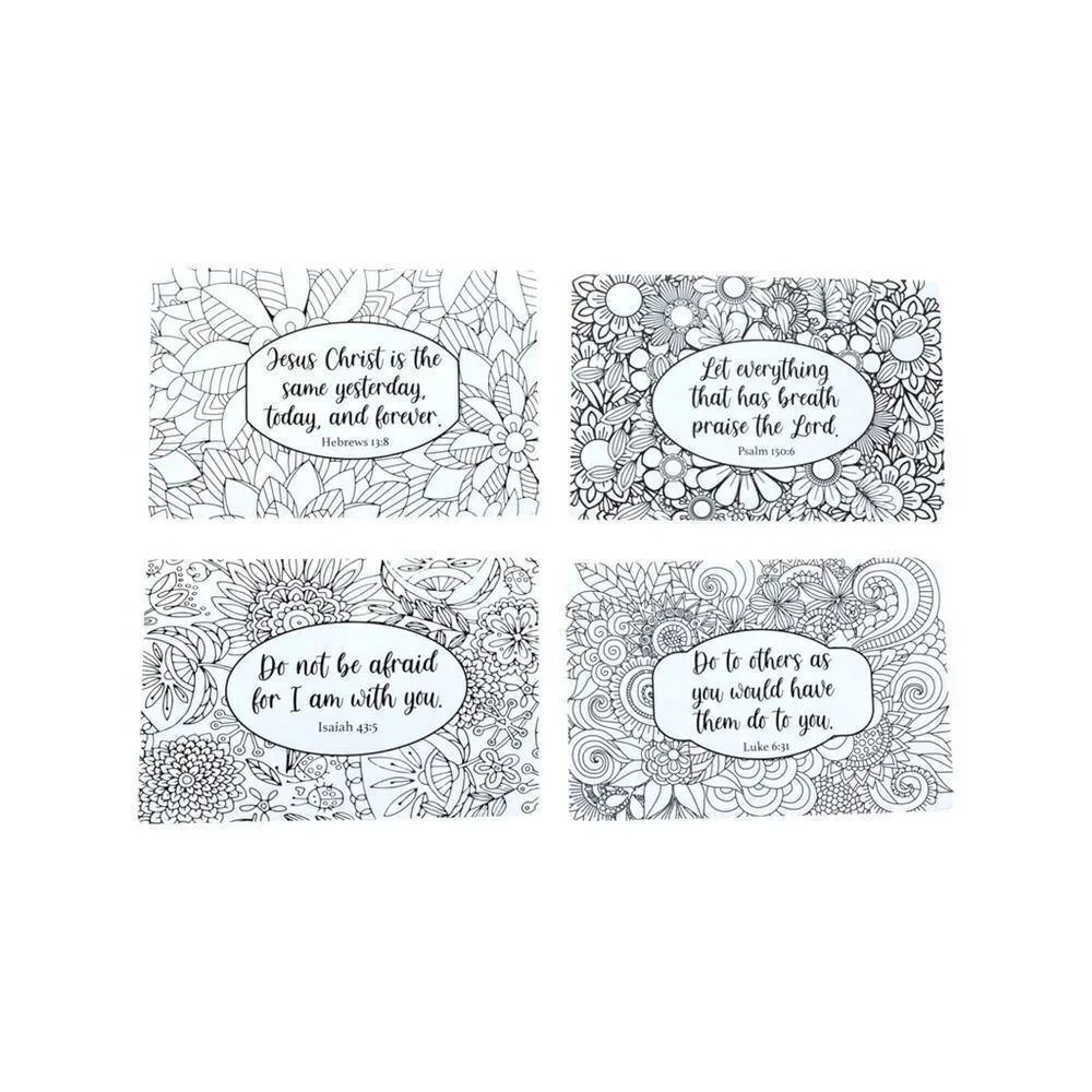 CrownJewlz Adult Coloring Floral Prayer & Scripture Cards (20 ct set)